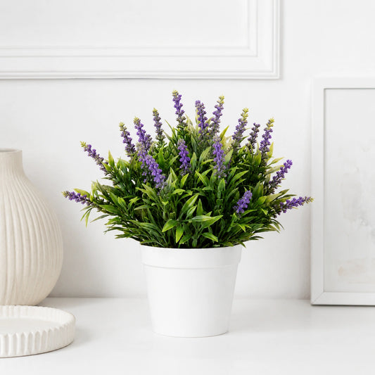 Liberty Wholesale Artificial Lavender Potted Plant with Plastic Pot