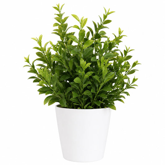 Liberty Wholesale Artificial Green Leaf Potted Plant with White Plastic Pot