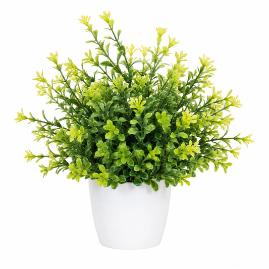 Liberty Wholesale Artificial Green Potted Plant with White Plastic Pot