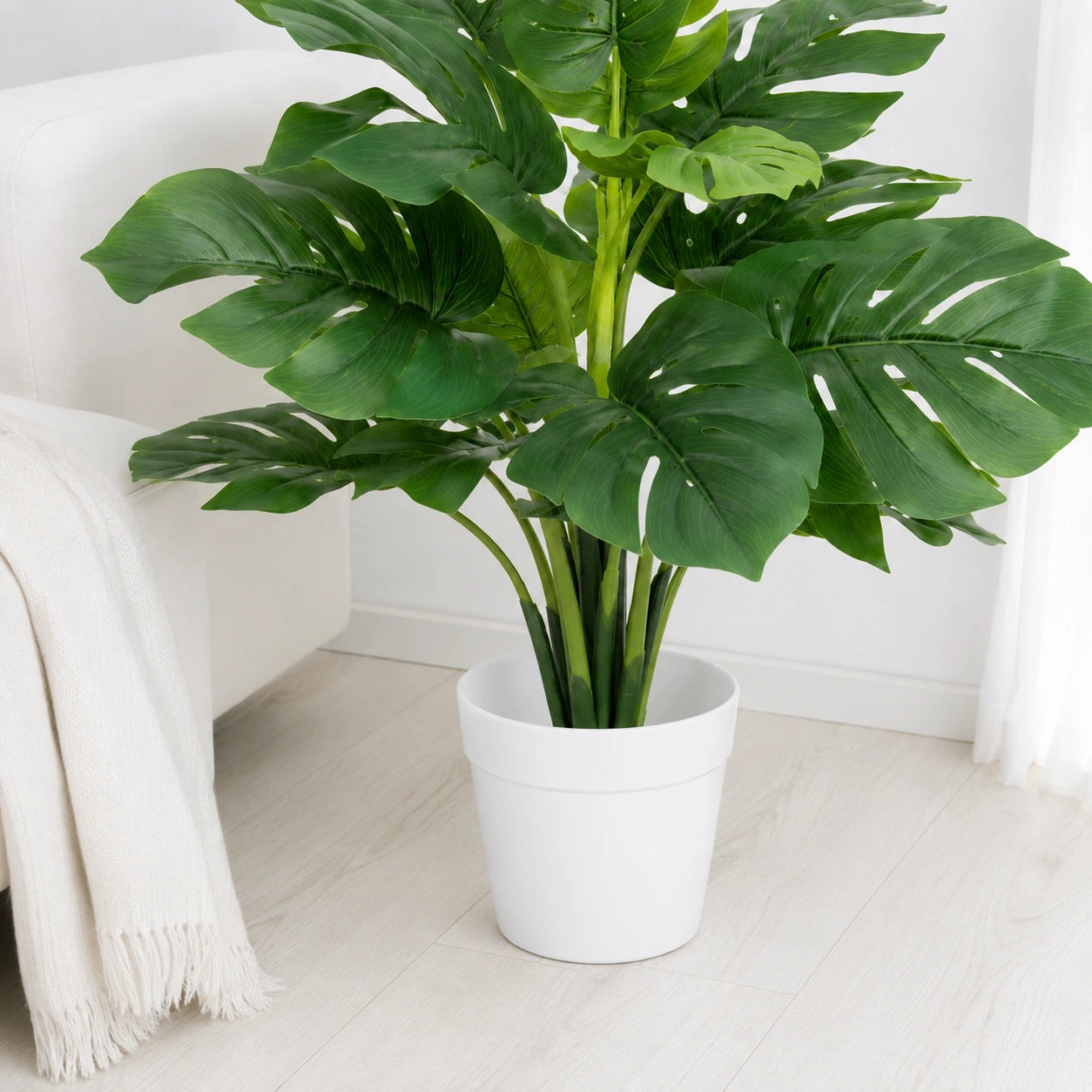 Liberty Wholesale Artificial Monstera Potted Plant with White Plastic Pot
